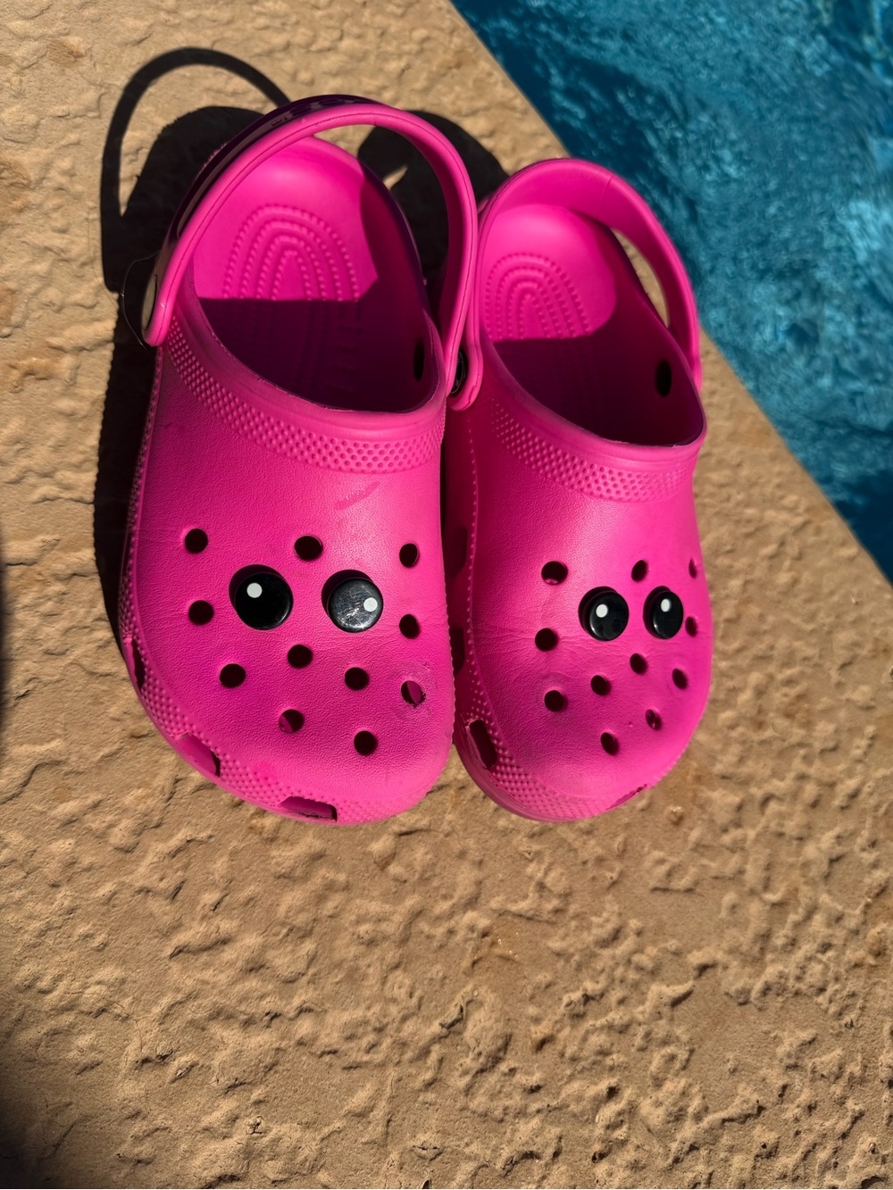 Kids' Pink Crocs Clogs – Size J2 – Fun Googly Eye Design